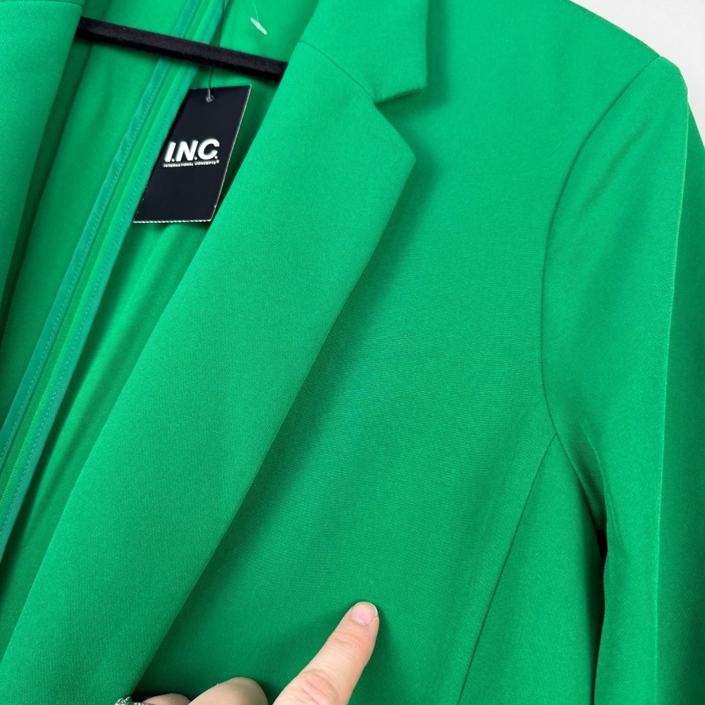 International Concepts Blazer Jacket Womens L Green Classic Notch Lapel Collared - Picture 10 of 16